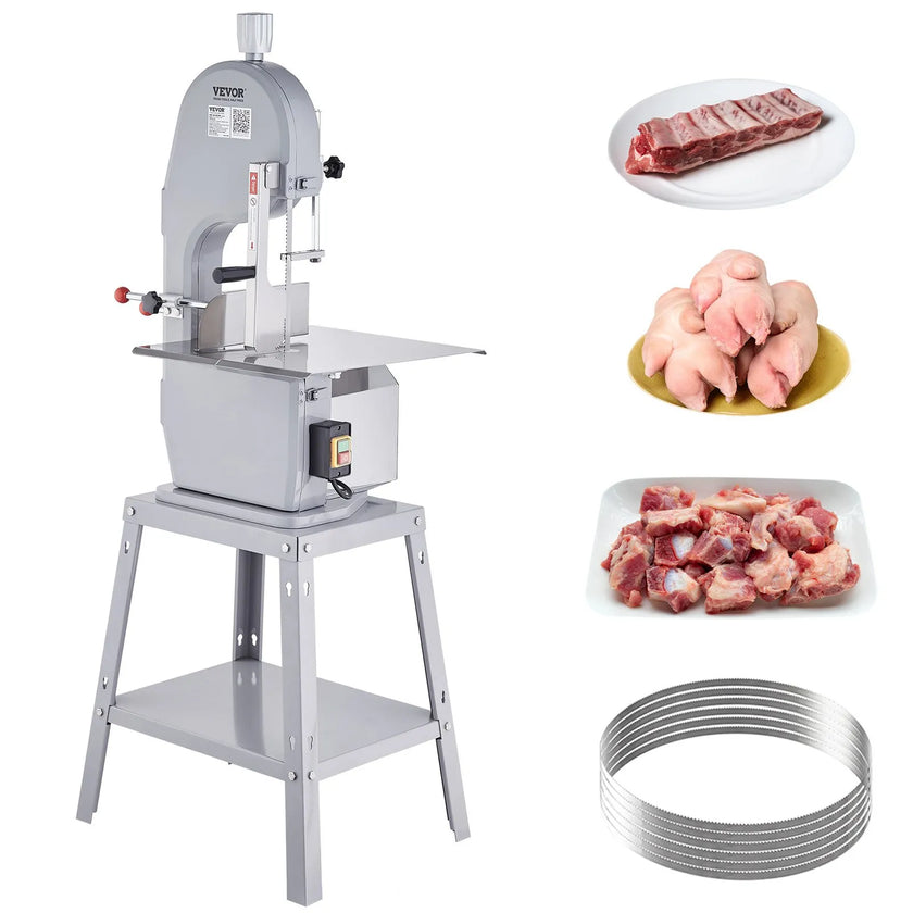 VEVOR Commercial Electric Meat Bandsaw, 1500W Stainless Steel Vertical Bone Sawing Machine, Workbeach 19.3