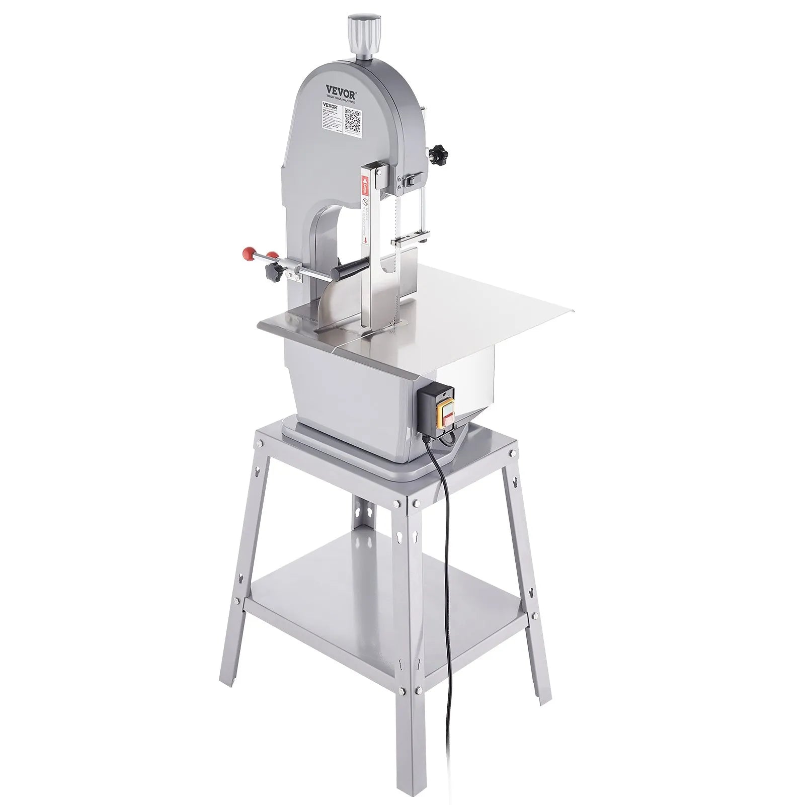 VEVOR Commercial Electric Meat Bandsaw, 1500W Stainless Steel Vertical Bone Sawing Machine, Workbeach 19.3