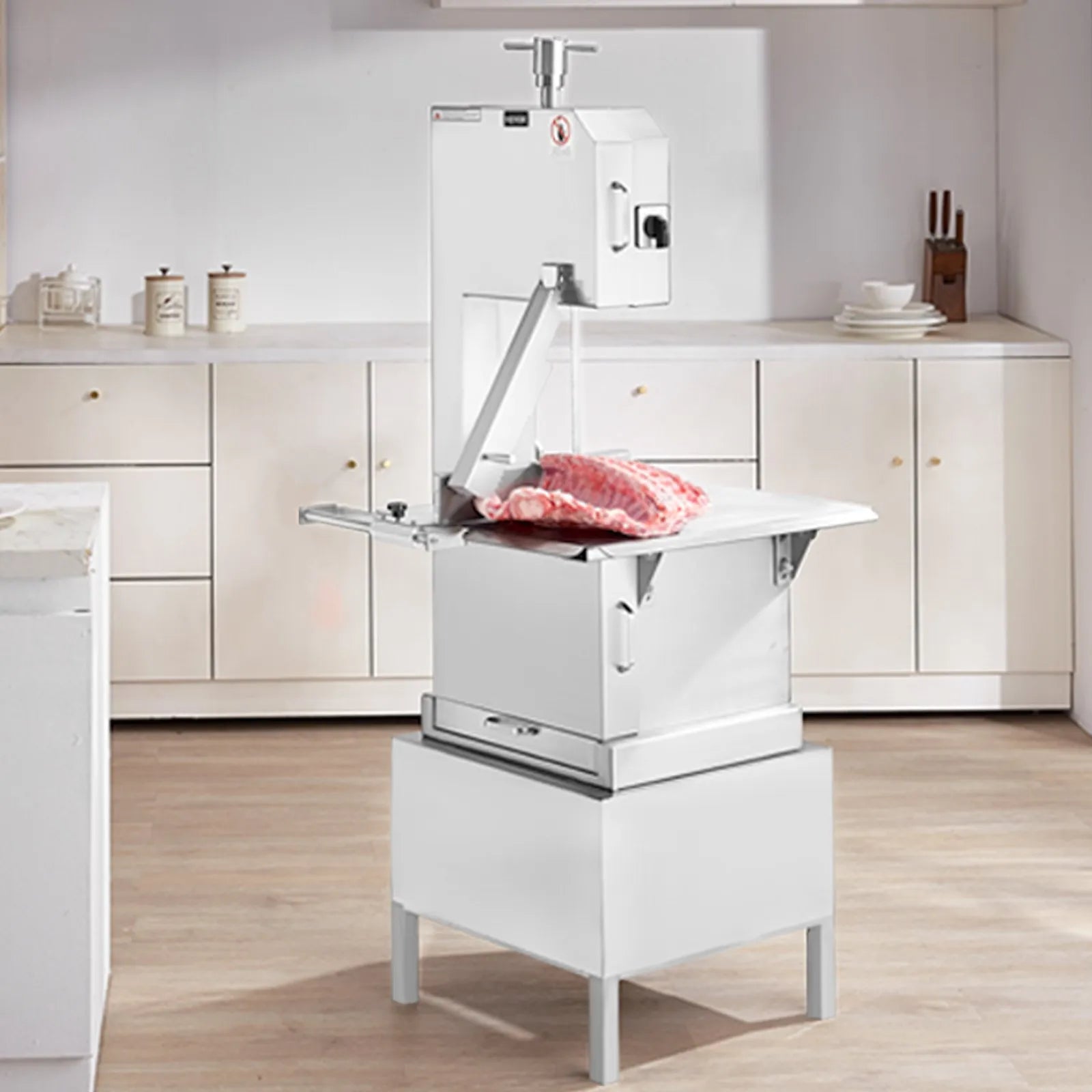 VEVOR Commercial Electric Meat Bandsaw, 2200W Stainless Steel Vertical Bone Sawing Machine, Workbeach 24.4