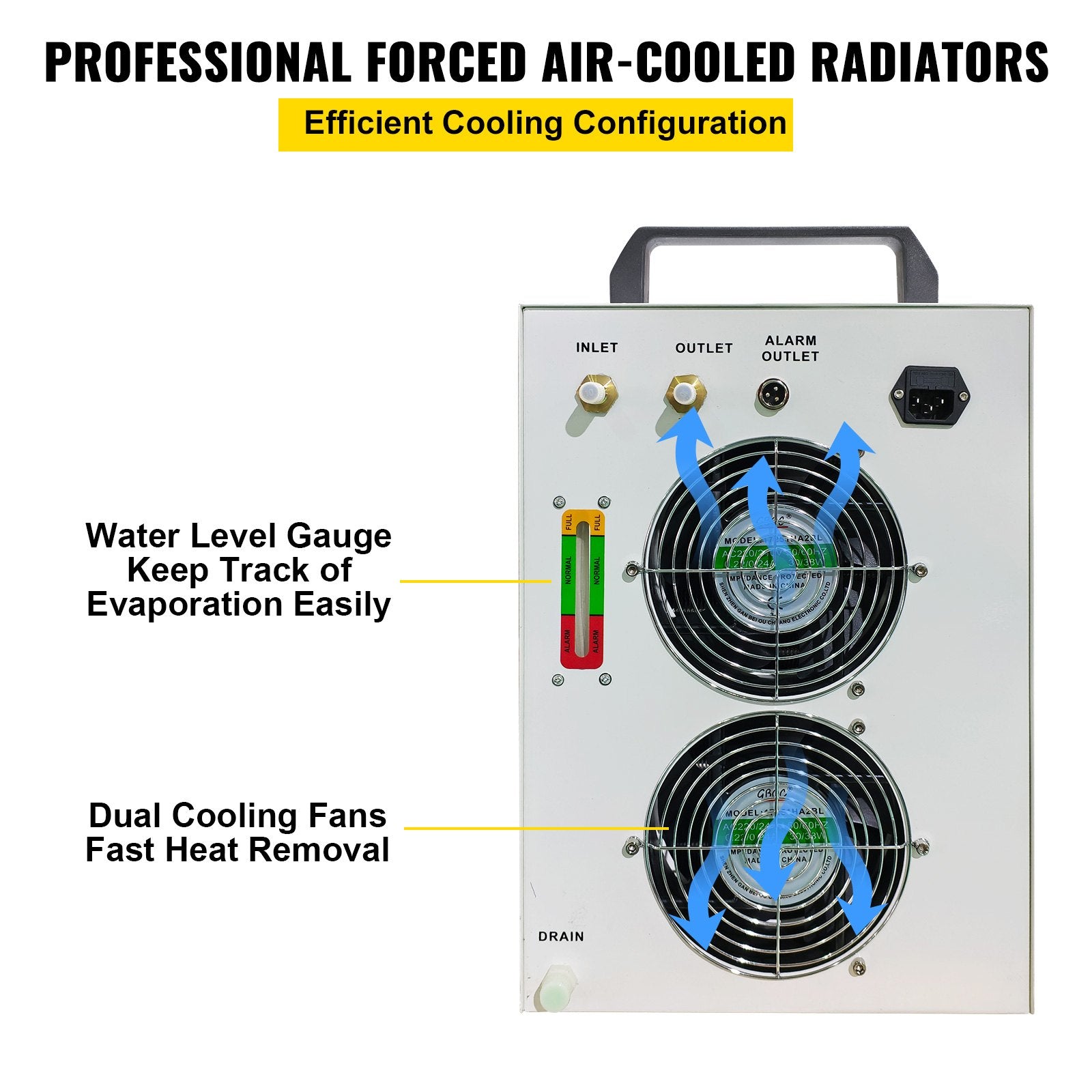 VEVOR Industrial Chiller, CW5200 Industrial Water Chiller, 1400W Cooling Capacity, 6L Capacity Cooling Water, Precise Thermostat Recirculating Chiller for 130/150W Engraving Machine Cooling Machine