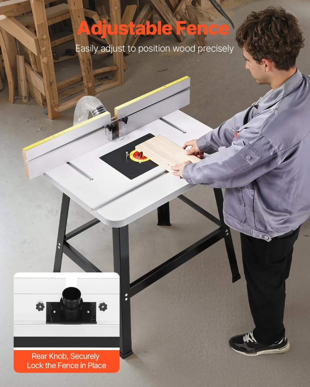 VEVOR Benchtop Router Table 31.5x23.9 in with Fence MDF Top Dust Collection Port
