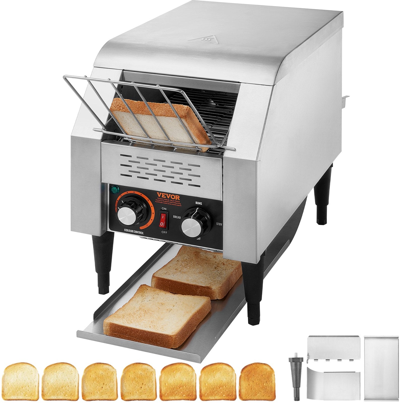 VEVOR Commercial Conveyor Toaster, 150 Slices/Hour Conveyor Belt Toaster, Heavy Duty Stainless Steel Commercial Toaster Oven, Electric  Restaurant Commercial Toaster for Toast Bun, Bagel, Bread