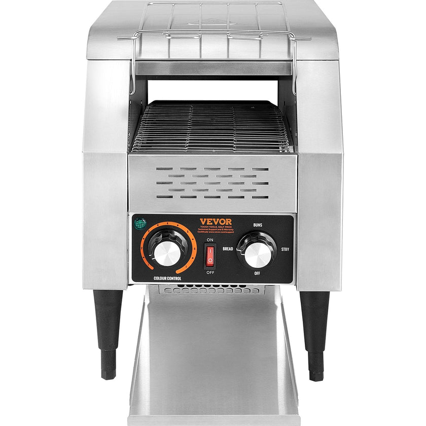 VEVOR Commercial Conveyor Toaster, 150 Slices/Hour Conveyor Belt Toaster, Heavy Duty Stainless Steel Commercial Toaster Oven, Electric  Restaurant Commercial Toaster for Toast Bun, Bagel, Bread