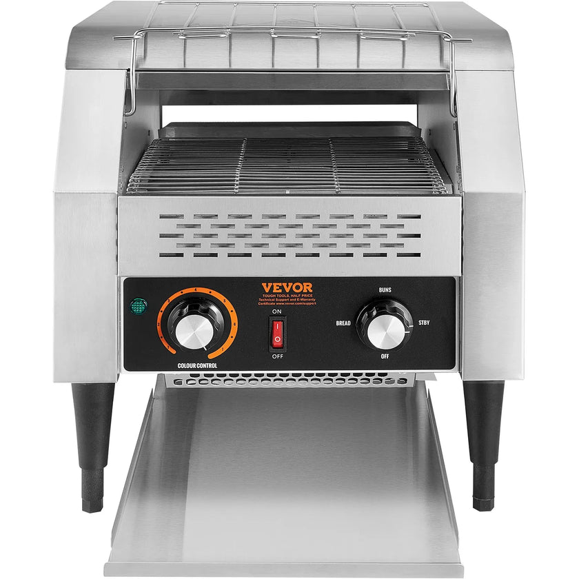 VEVOR Commercial Conveyor Toaster, 300 Slices/Hour Conveyor Belt Toaster, Heavy Duty Stainless Steel Commercial Toaster Oven, Electric  Restaurant Commercial Toaster for Toast Bun, Bagel, Bread