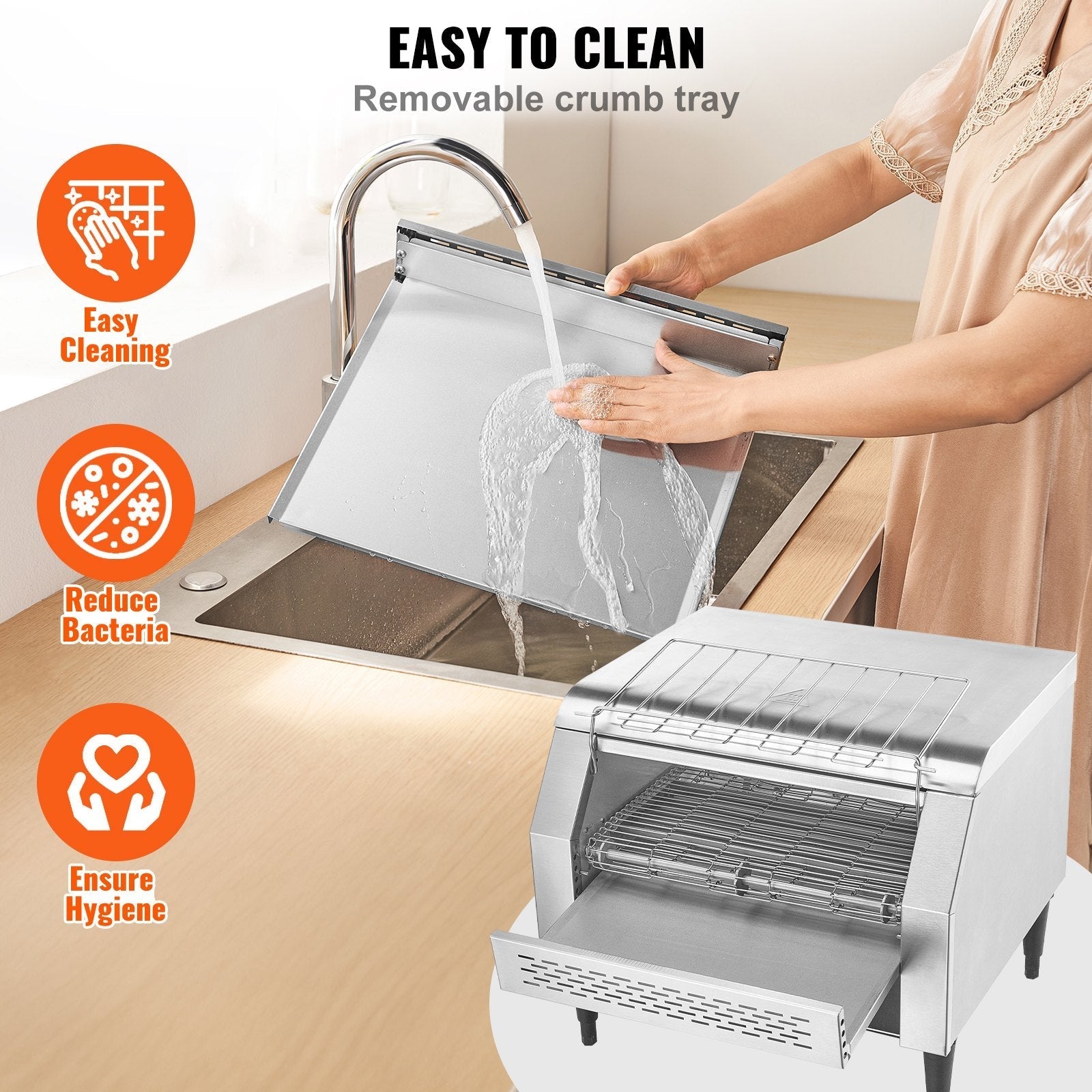 VEVOR Commercial Conveyor Toaster, 450 Slices/Hour Conveyor Belt Toaster, Heavy Duty Stainless Steel Commercial Toaster Oven, Electric  Restaurant Commercial Toaster for Toast Bun, Bagel, Bread
