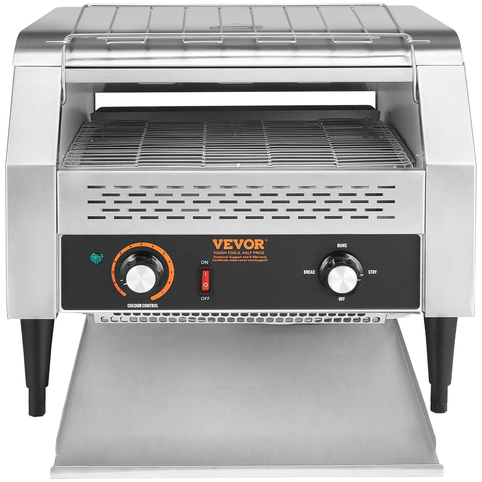 VEVOR Commercial Conveyor Toaster, 450 Slices/Hour Conveyor Belt Toaster, Heavy Duty Stainless Steel Commercial Toaster Oven, Electric  Restaurant Commercial Toaster for Toast Bun, Bagel, Bread
