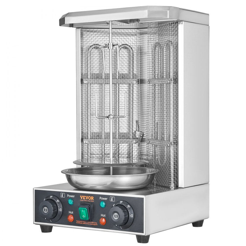 VEVOR Shawarma Grill Machine, 13 lbs Capacity, Chicken Shawarma Cooker Machine with 2 Burners, Electric Vertical Broiler Gyro Rotisserie Oven Doner Kebab Machine, for Home Restaurant Kitchen Parties