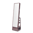 VEVOR Mirror Jewelry Cabinet 360° Swivel Standing Mirror with Storage Brown