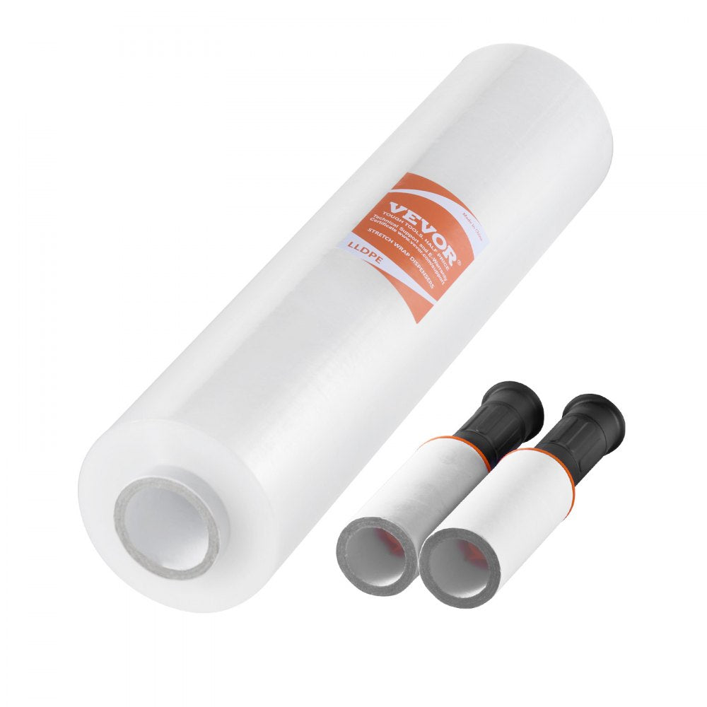 VEVOR Stretch Film, 15 inches x 1000 feet, 1 Pack, 60 Gauge Industrial Strength Clear Durable Stretch Wrap Roll, Heavy Duty Shrink Film Stretch Wrap with Handles for Pallet Wrapping Shipping Moving