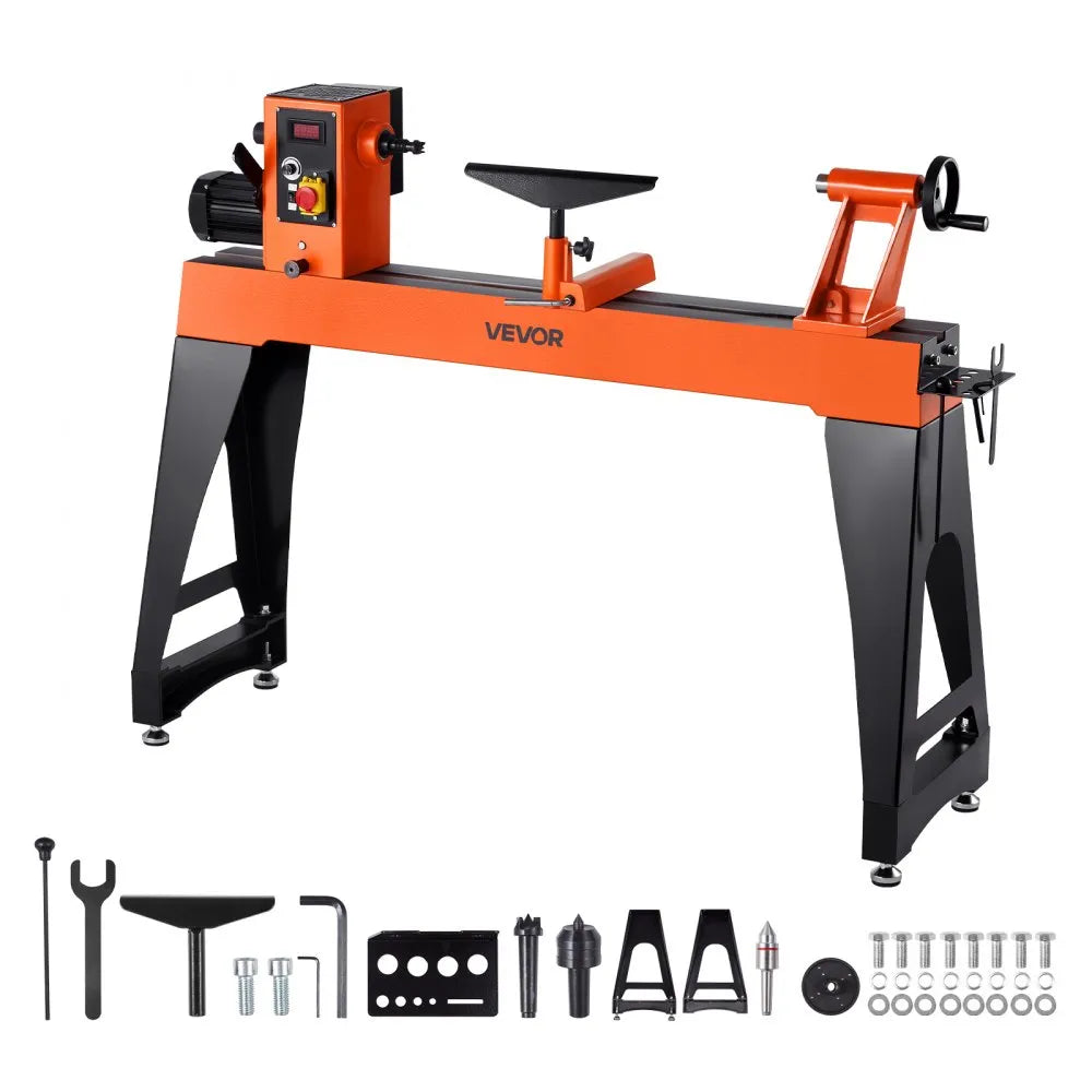 VEVOR Woodworking Lathe, 1.5 HP, Wood Lathe Machine with 0 to 3200 RPM Variable Speed, 16 x 40 in Workbench, Brushless DC Motor, Cast Iron Body, Tool Rest, for Medium to Large Projects Woodworking