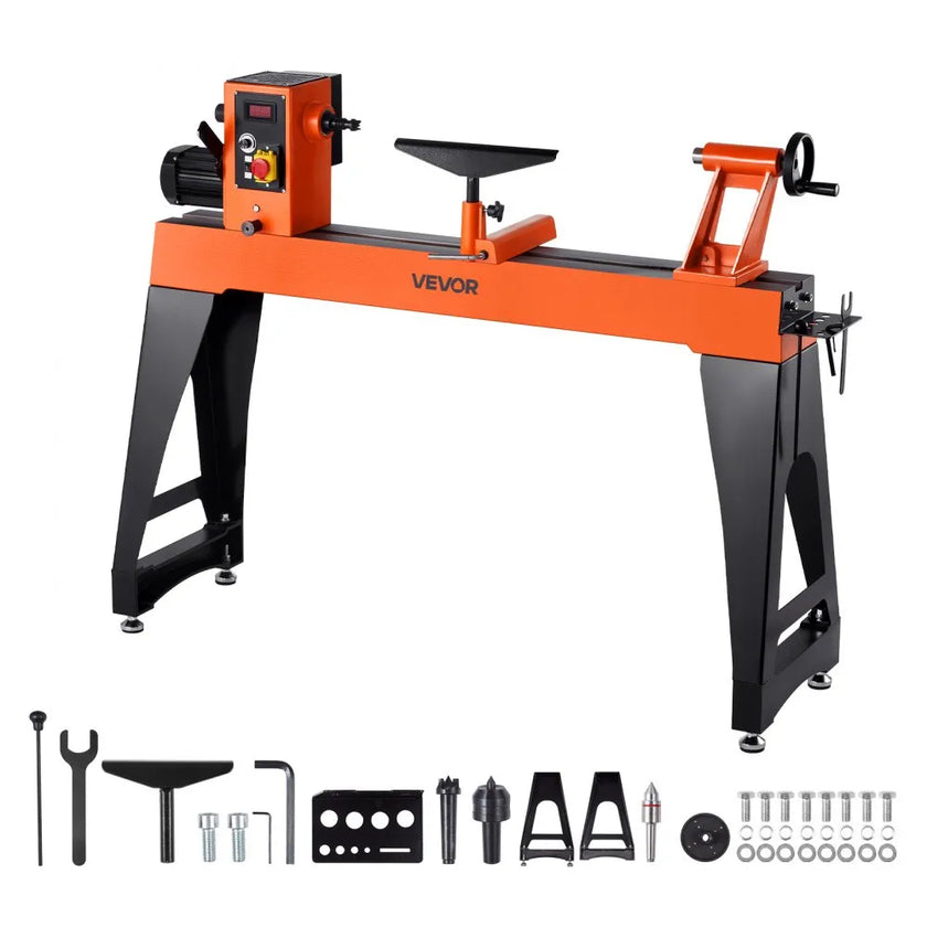 VEVOR Woodworking Lathe, 1.5 HP, Wood Lathe Machine with 0 to 3200 RPM Variable Speed, 16 x 40 in Workbench, Brushless DC Motor, Cast Iron Body, Tool Rest, for Medium to Large Projects Woodworking