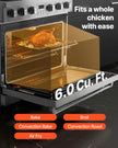 36-Inch Gas Range Oven with 6 Sealed Burners, 6.0 Cu. Ft. Convection Oven, Stainless Steel Freestanding Range