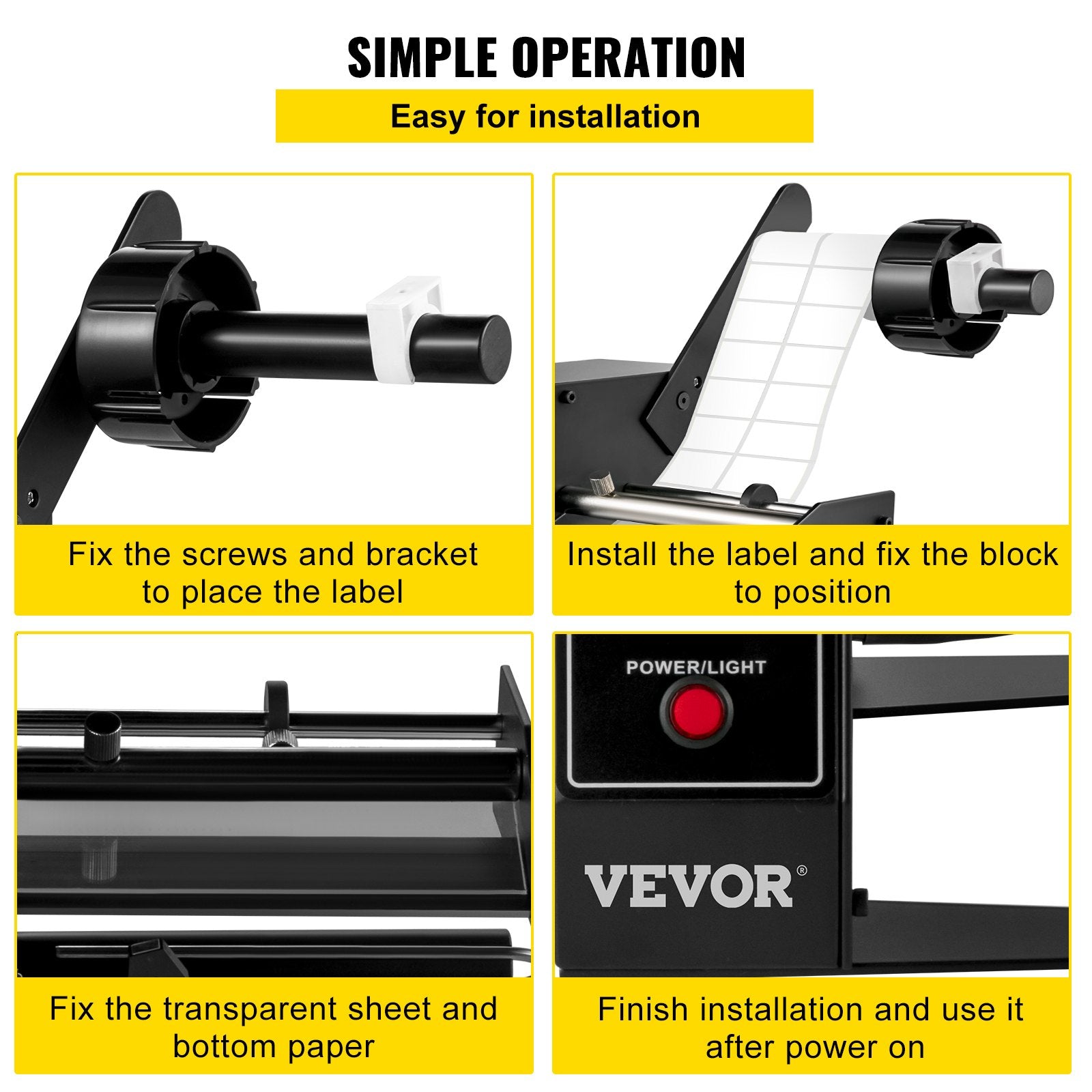 VEVOR Automatic Label Dispenser 110V, 12W AL-1150D Automatic Manual Label Stripper Label Machine 1-8 m/min, Portable Label Applicator for Various Bottles Label Sizes, Auto Counting 0-999999