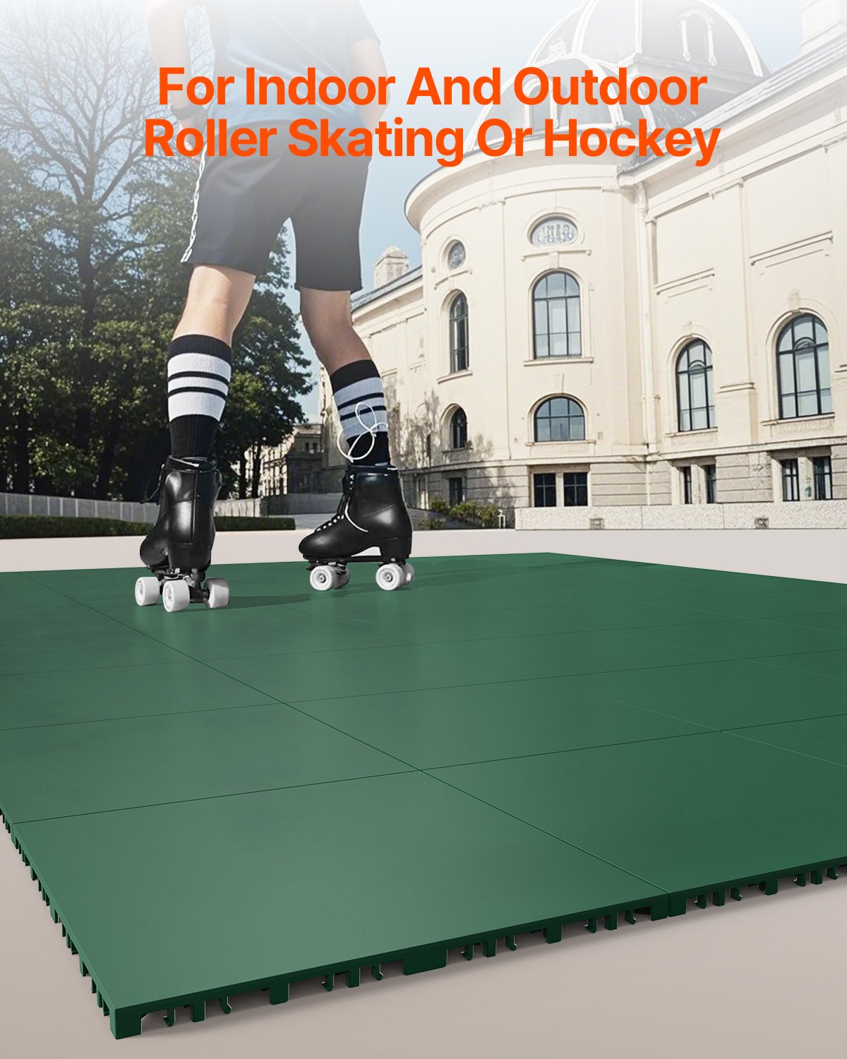Gym Flooring Set 8 PCS Interlocking PP Puzzle Rubber Tiles Green