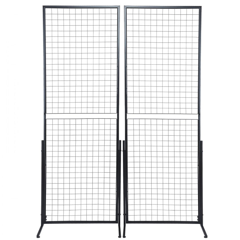 VEVOR 2' x 5.6' Grid Wall Panels Tower, 2 Packs Wire Gridwall Display Racks with T-Base Floorstanding, Double Side Gridwall Panels for Art Craft Shows, Retail Display with Extra Clips and Hooks