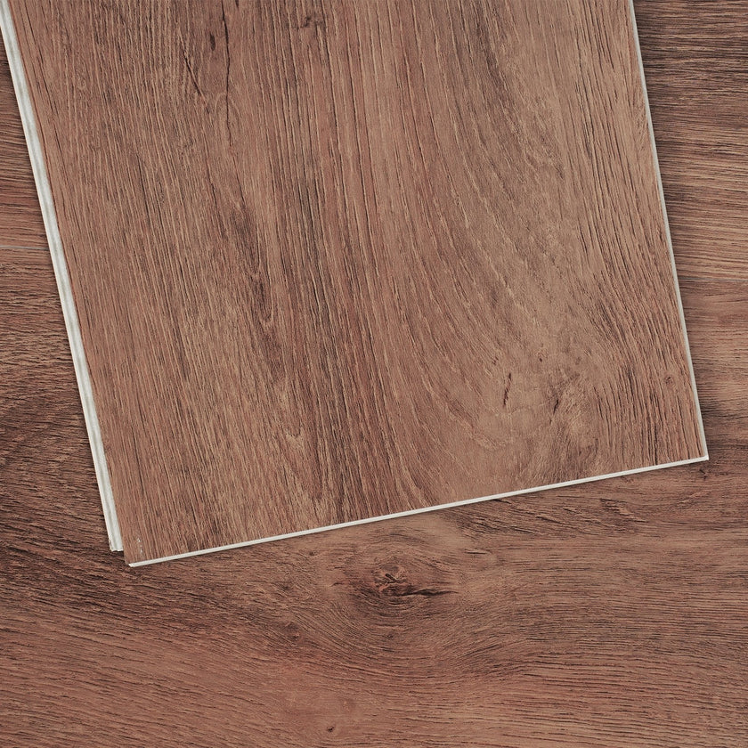 VEVOR Interlocking Vinyl Floor Tiles 10PCS 5.5mm Thick Deep Brown Wood Grain