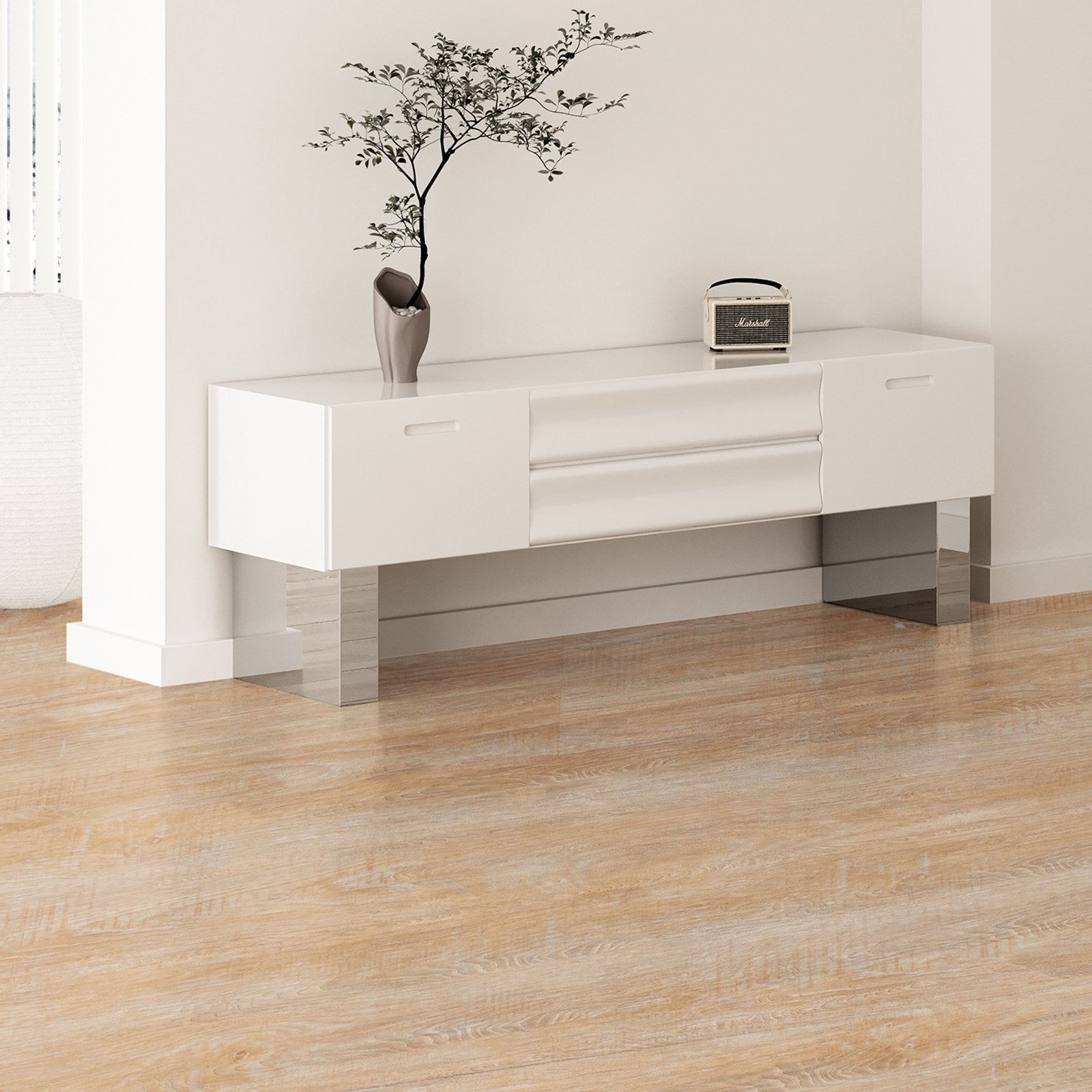 VEVOR Interlocking Vinyl Floor Tiles 48 x 7.3 inch, 10 Tiles 5.5mm Thick Snap Together, Natural Wood Grain DIY Flooring for Kitchen, Dining Room, Bedrooms & Bathrooms, Easy for Home Decor