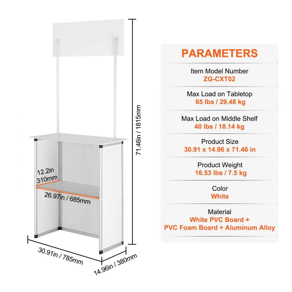 VEVOR Portable Tradeshow Podium Table, 30.91