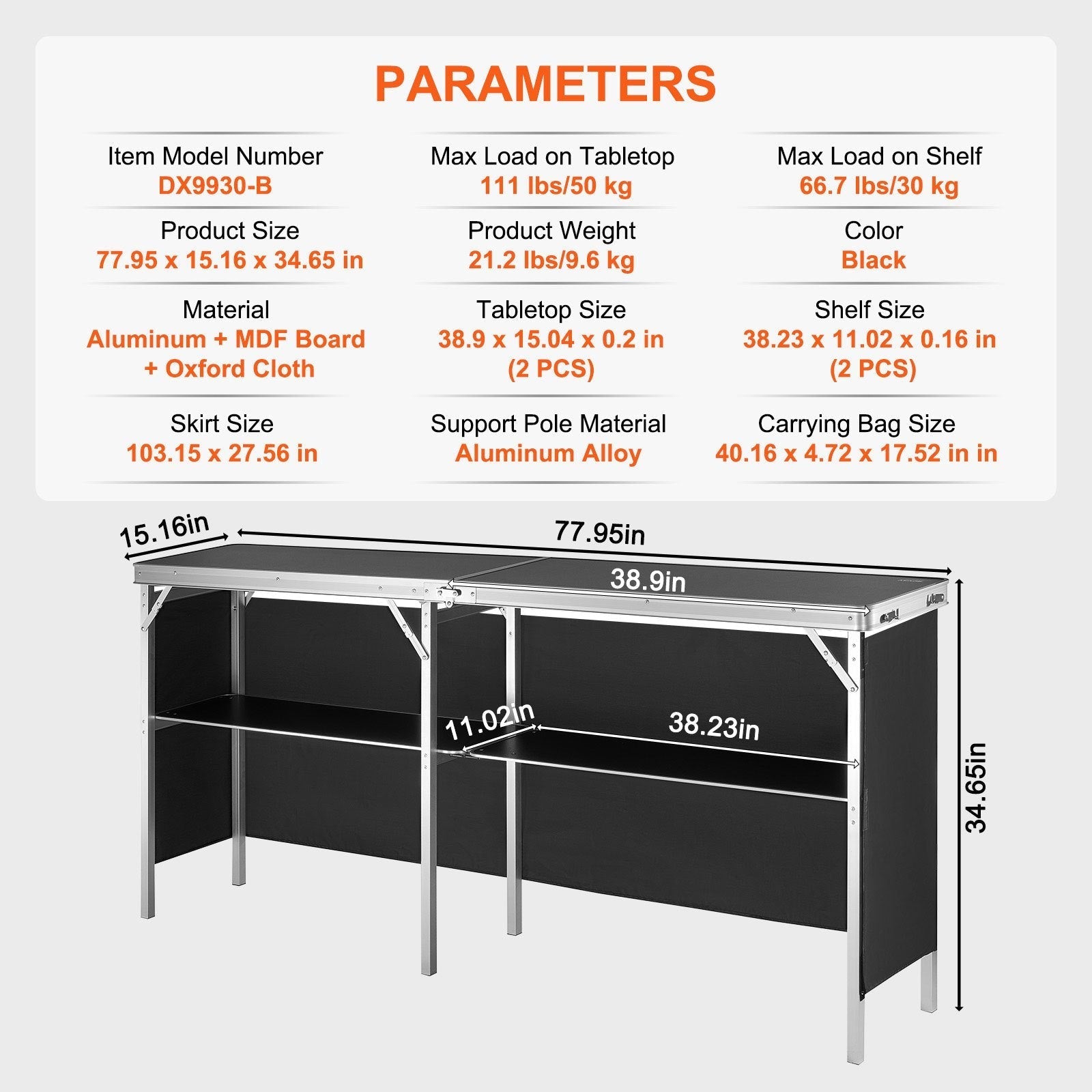 VEVOR Portable Tradeshow Podium Table, 77.95