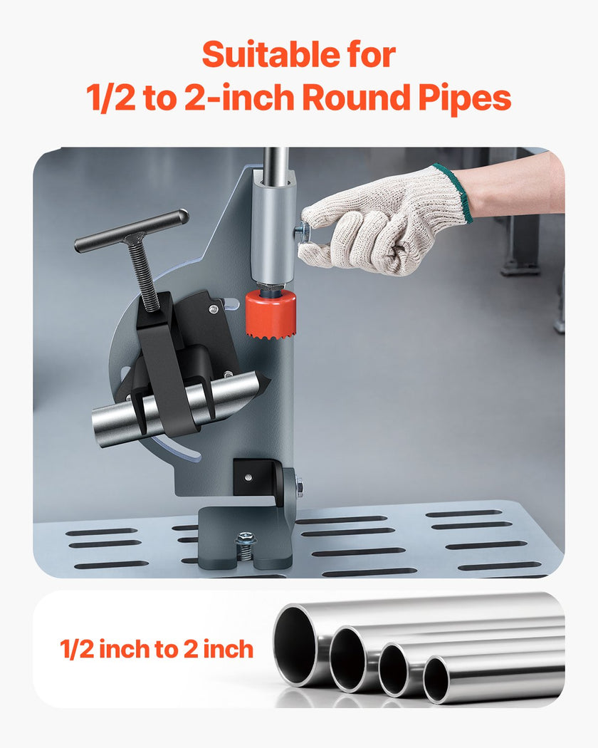 VEVOR Pipe Tubing Notcher for 1/2 to 2-inch Pipes with 0 - 60° Adjustable Angle