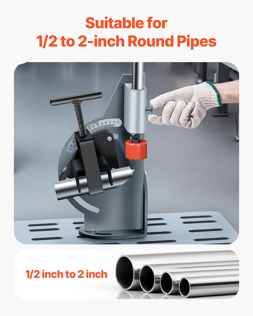 VEVOR Pipe Notcher 1/2 to 2-inch Tubing Notcher with 0 to 60° Adjustable Angle