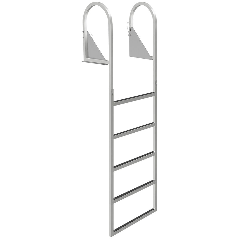 VEVOR Dock Ladders Flip Up, Dock Ladder with Rubber Mat, Swim Ladder Aluminum 5 Step, Each Step 21.5\