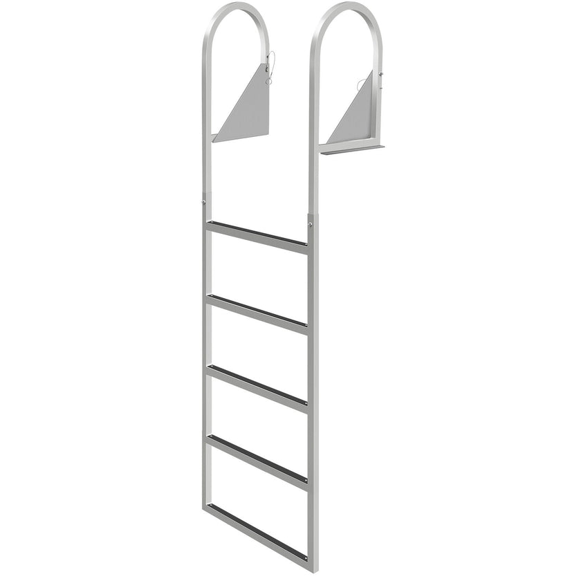 VEVOR Dock Ladders Flip Up, Dock Ladder with Rubber Mat, Swim Ladder Aluminum 5 Step, Each Step 21.5\