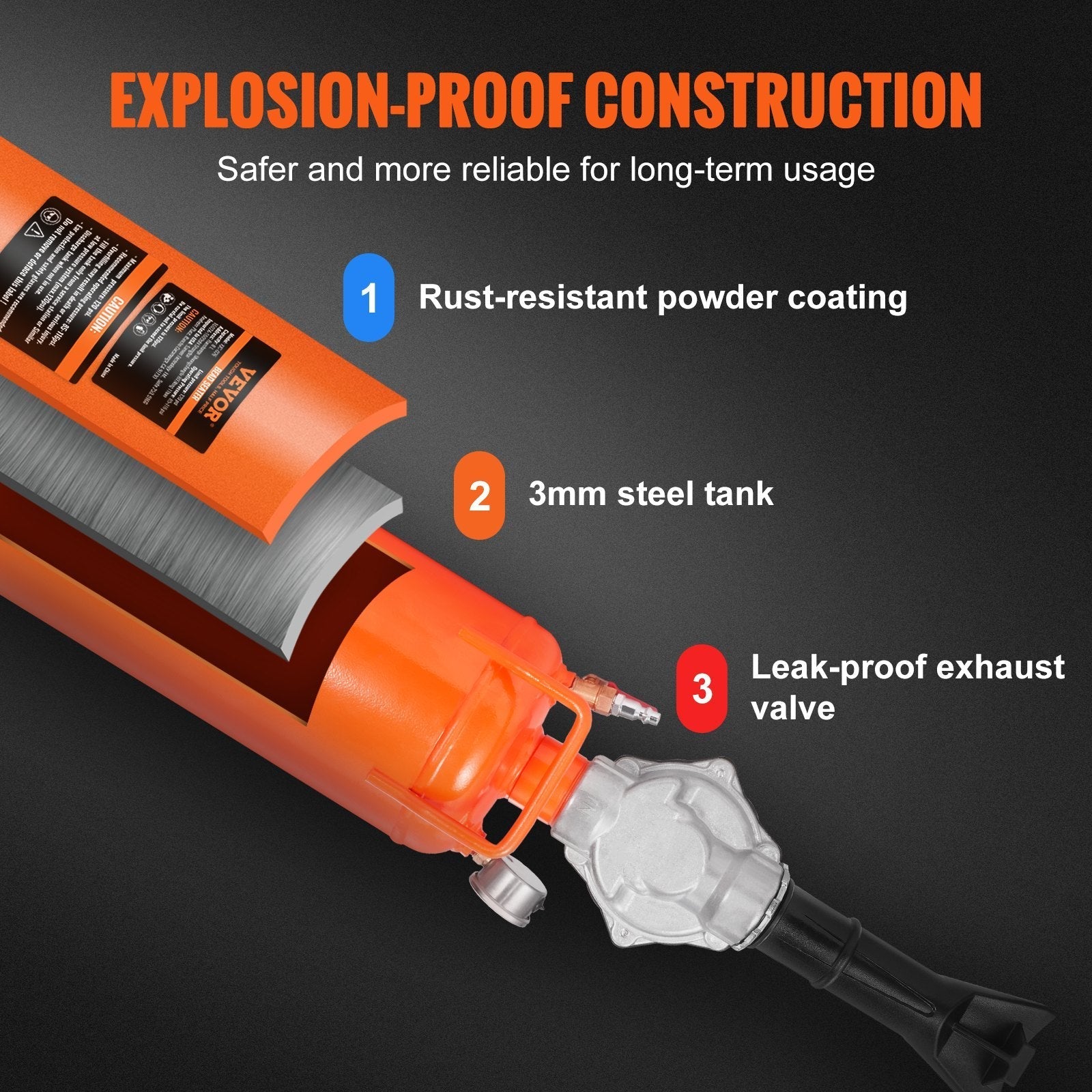VEVOR Tire Bead Setter, 8L Capacity, 120 PSI Air Bead Blaster, Handheld & Portable Inflation Device, 85-116 PSI for Trucks, Tractors, ATVs & Cars