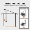 VEVOR Wrought Iron Handrail, Fit 2 or 3 Steps Outdoor Stair Railing, Adjustable Front Porch Hand Rail, Black Transitional Hand railings for Concrete Steps or Wooden Stairs with Installation Kit