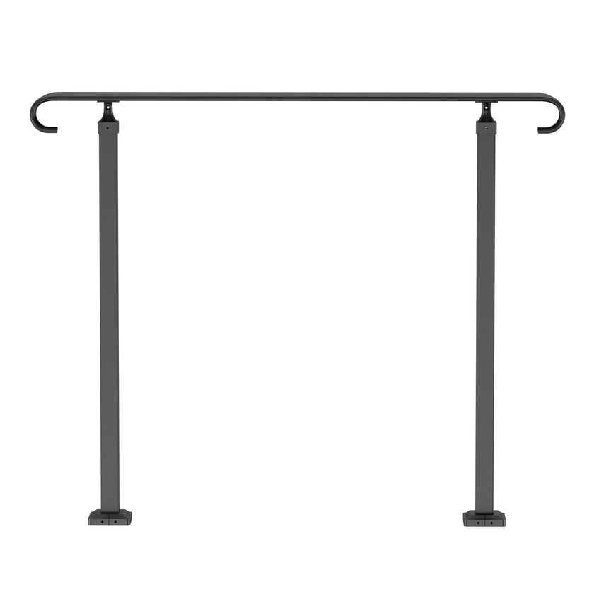 VEVOR Wrought Iron Handrail, Fit 2 or 3 Steps Outdoor Stair Railing, Adjustable Front Porch Hand Rail, Black Transitional Hand railings for Concrete Steps or Wooden Stairs with Installation Kit