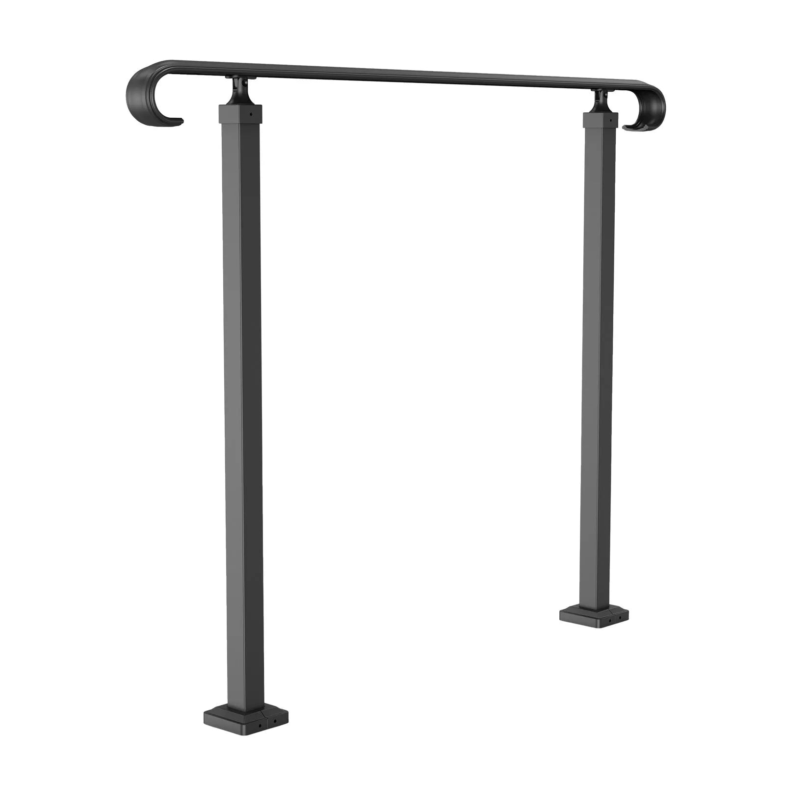 VEVOR Wrought Iron Handrail, Fit 2 or 3 Steps Outdoor Stair Railing, Adjustable Front Porch Hand Rail, Black Transitional Hand railings for Concrete Steps or Wooden Stairs with Installation Kit