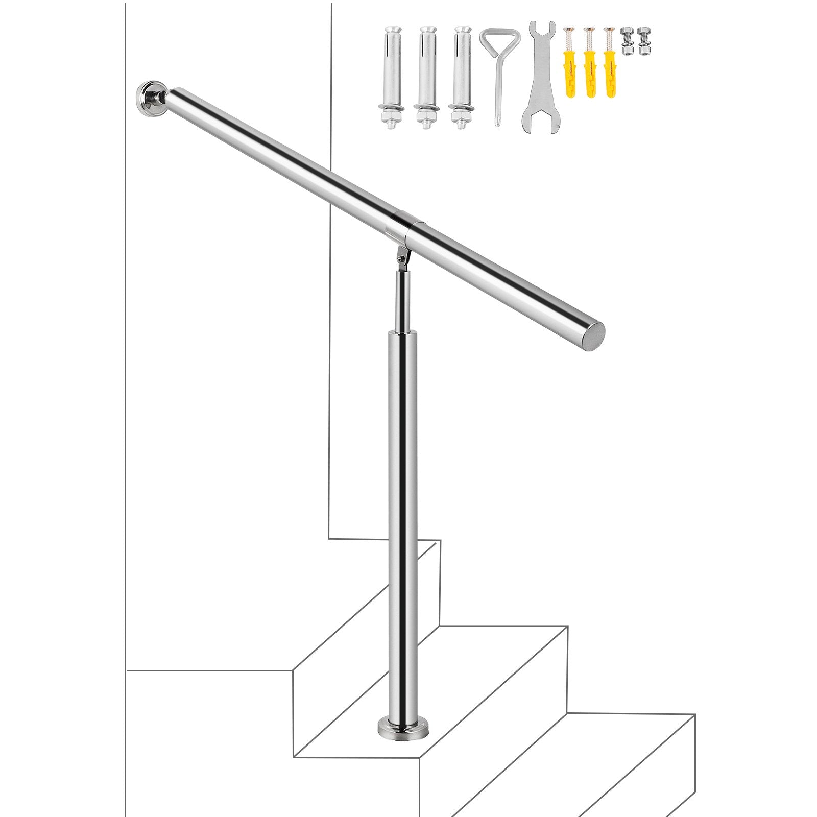 Outdoor Stair Railing Step Handrail 304 Stainless Steel 31.5x35.4
