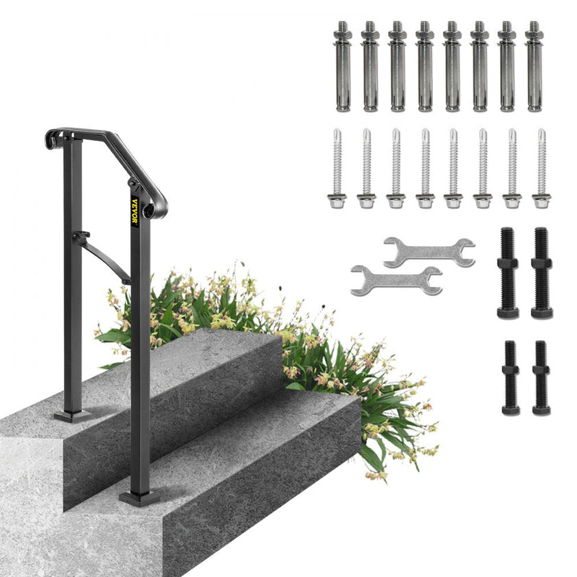Fits 1 Step Handrail Arch #1 Matte Black Iron Powder Coating Brick Steps