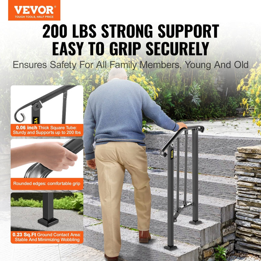 Fits 1 Or 2 Steps Handrail #1 Matte Black Brick Steps Hotels Paver Steps