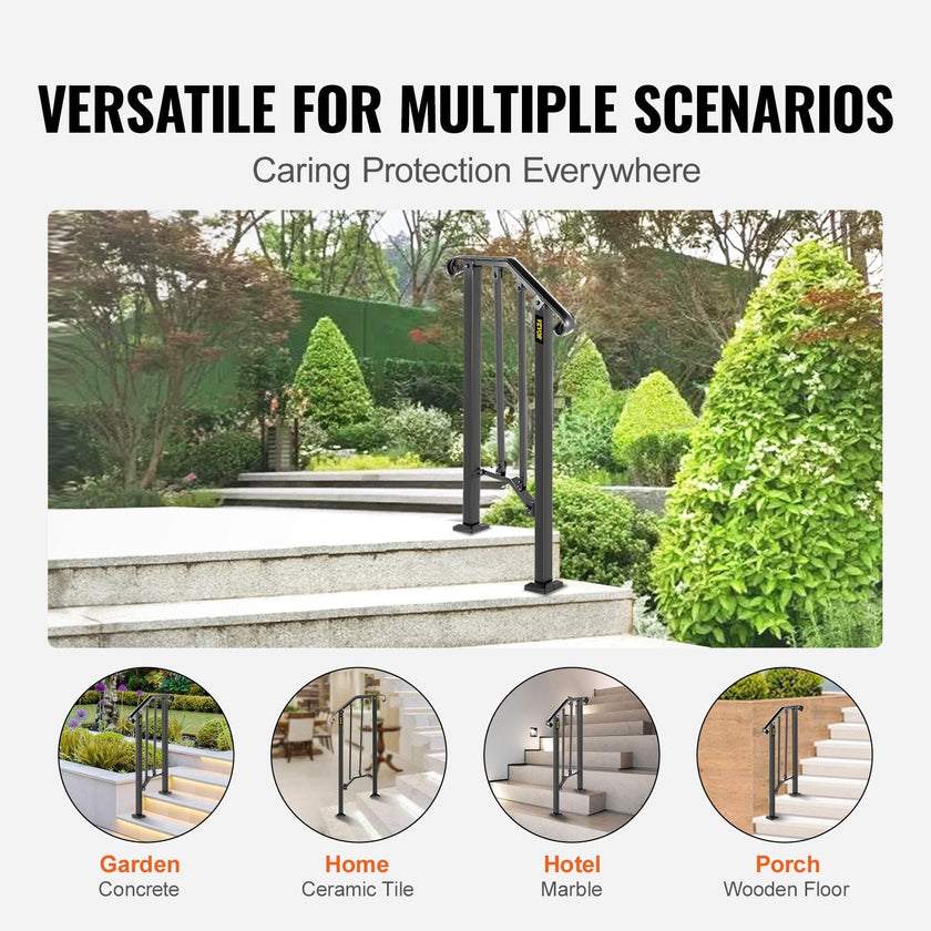 Fits 1 Or 2 Steps Handrail #1 Matte Black Brick Steps Hotels Paver Steps