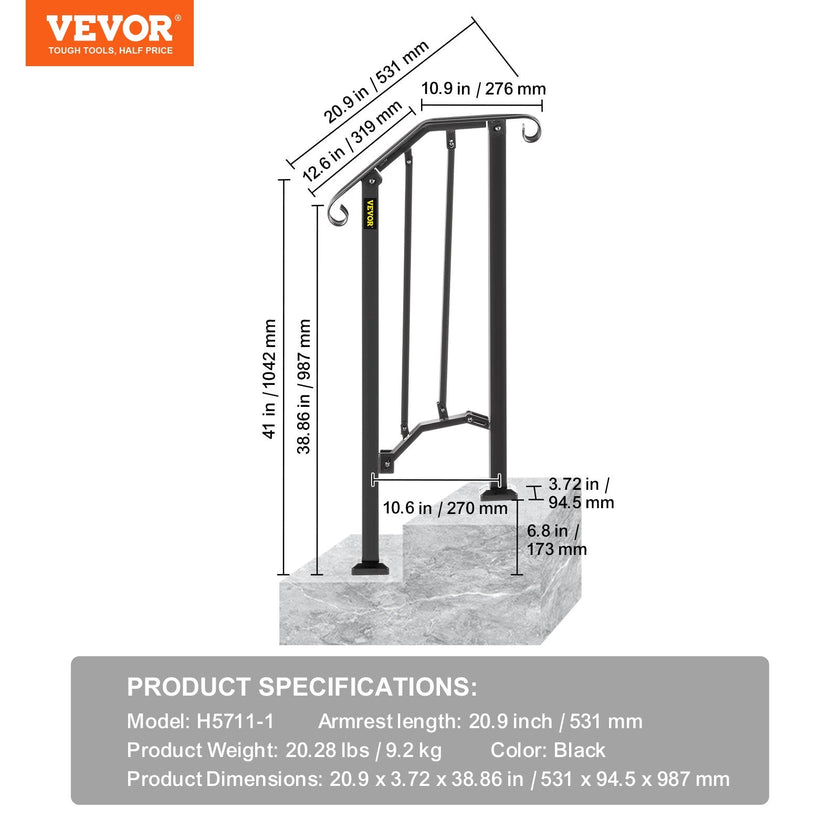 Fits 1 Or 2 Steps Handrail #1 Matte Black Brick Steps Hotels Paver Steps