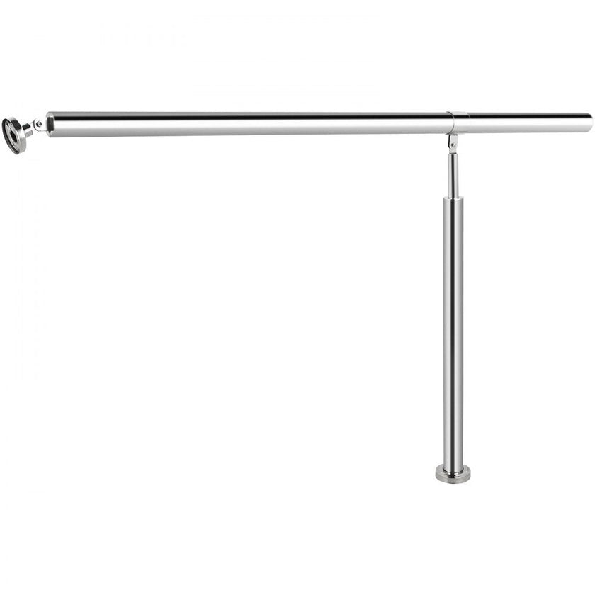 VEVOR Step Handrail 304 Stainless Steel Stair Railing 3-4 Step for Indoor and Outdoor Adjustable Metal Hand Rails for Steps, 59x35.4 Inch, Silver