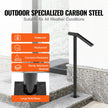 VEVOR Single Post 1-2, Black Steel Railing 441LBS Capacity Baking Varnish Iron Stairs Stylish Handrails for Outdoor Steps with Expansion Bolts & Drill Bit