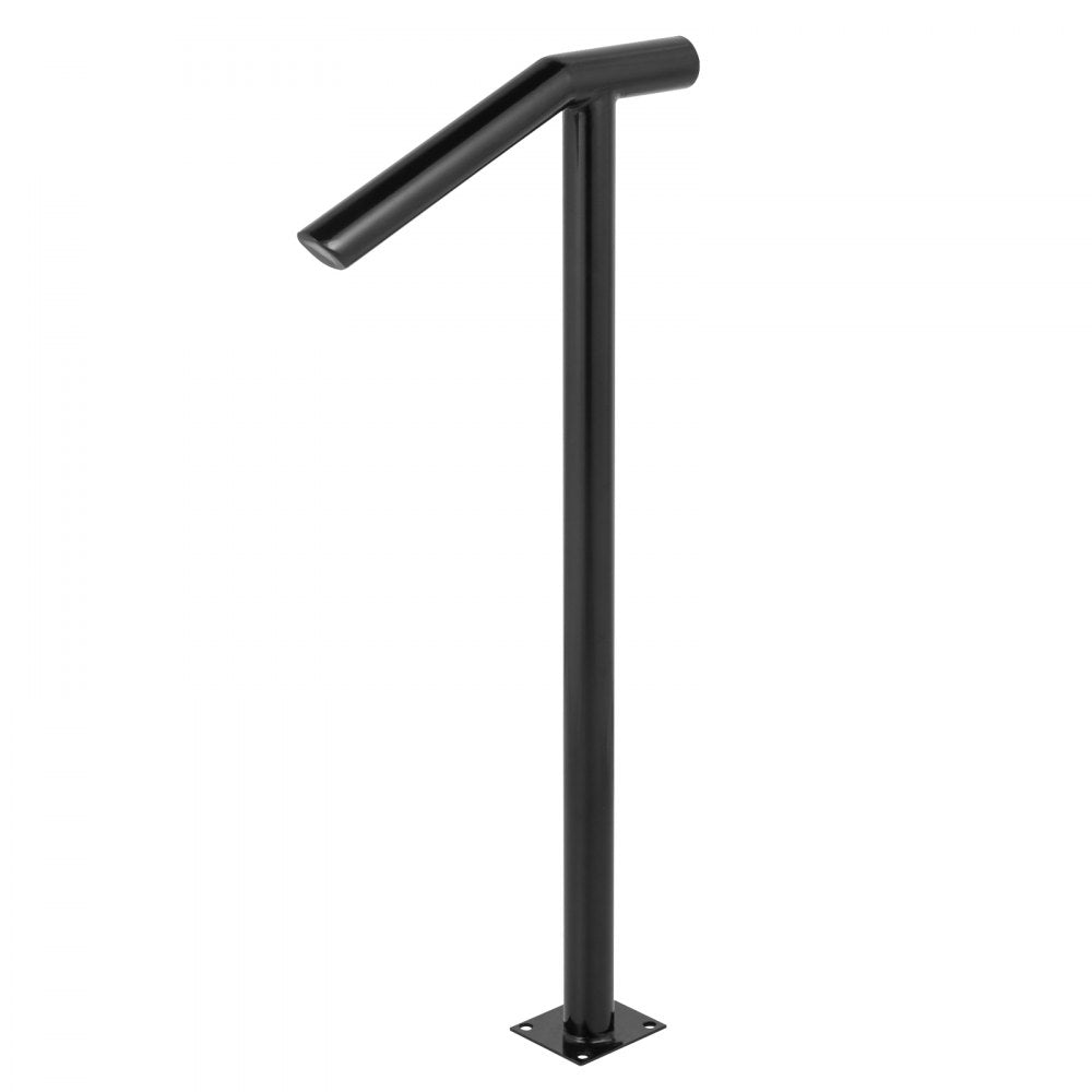 VEVOR Single Post 1-2, Black Steel Railing 441LBS Capacity Baking Varnish Iron Stairs Stylish Handrails for Outdoor Steps with Expansion Bolts & Drill Bit