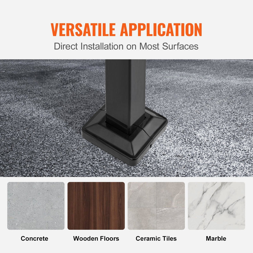 VEVOR Handrail Arch #2 Fits 2 or 3 Steps Matte Black Stair Rail Wrought Iron Handrail Black Transitional Hand railings for Concrete Steps or Wooden Stairs with Installation Kit