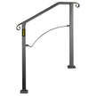 VEVOR Handrail Arch #2 Fits 2 or 3 Steps Matte Black Stair Rail Wrought Iron Handrail Black Transitional Hand railings for Concrete Steps or Wooden Stairs with Installation Kit