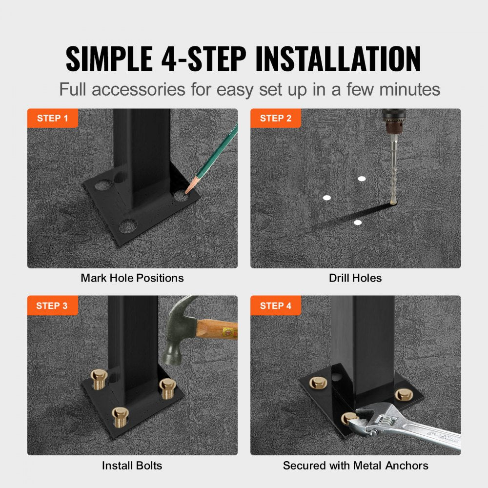 VEVOR Handrail Picket #2 Fits 2 or 3 Steps Matte Black Stair Rail Wrought Iron Handrail Black Transitional Hand railings for Concrete Steps or Wooden Stairs with Installation Kit