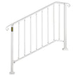 VEVOR Fit 3 or 4 Steps Outdoor Stair Railing, Handrails for Outdoor Steps, Picket#3 Wrought Iron Handrail, Flexible Porch Railing, White Transitional Handrails for Concrete Steps or Wooden Stairs