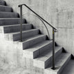 VEVOR Handrails for Outdoor Steps, Fit 3 or 4 Steps Outdoor Stair Railing, Arch#3 Wrought Iron Handrail, Flexible Porch Railing, Black Transitional Handrails for Concrete Steps or Wooden Stairs