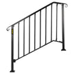 VEVOR Handrails for Outdoor Steps, Fit 3 or 4 Steps Outdoor Stair Railing, Picket#3 Wrought Iron Handrail, Flexible Porch Railing, Black Transitional Handrails for Concrete Steps or Wooden Stairs