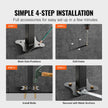 VEVOR Handrails for Outdoor Steps, Fit 4 or 5 Steps Outdoor Stair Railing, Picket#4 Wrought Iron Handrail, Flexible Porch Railing, Black Transitional Handrails for Concrete Steps or Wooden Stairs