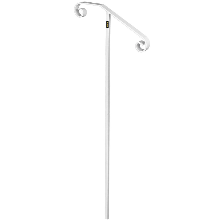 VEVOR Single Post Handrail Wrought Iron Post Mount Step Grab Supports in Ground Long Post Fits 1 or 2 Steps Grab Rail Single Post Railing