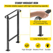VEVOR Wrought Iron Handrail, Fit 1 or 2 Steps Outdoor Stair Railing, Adjustable Front Porch Hand Rail, Black Transitional Hand railings for Concrete Steps or Wooden Stairs with Installation Kit