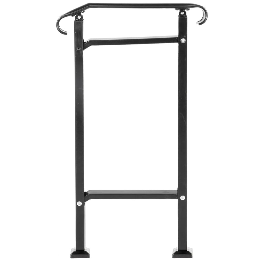 VEVOR Wrought Iron Handrail, Fit 1 or 2 Steps Outdoor Stair Railing, Adjustable Front Porch Hand Rail, Black Transitional Hand railings for Concrete Steps or Wooden Stairs with Installation Kit