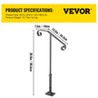 VEVOR Handrails for Outdoor Steps, Fit 1 or 2 Steps Outdoor Stair Railing, Single Post Wrought Iron Handrail, Gray Transitional Porch Railings for Concrete Steps or Wooden Stairs with Base